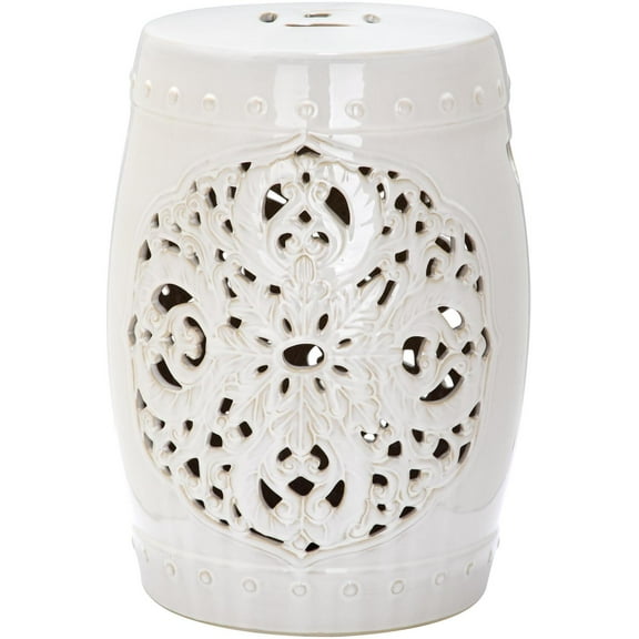 Safavieh Flora Glazed Ceramic Decorative Garden Stool, Cream