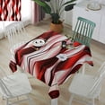 thumbnail image 3 of Red Striped Ombre Tablecloth Square Table Cloth 60x60 , Waterproof Tablecloth Outdoor Table Cloth, Modern Red Moire Geometric Washable Table Cover for Kitchen Dining Party, 3 of 8