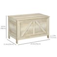 thumbnail image 3 of HOMCOM Storage Chest, Farmhouse Wood Chest with Safety Hinge, Natural, 3 of 10