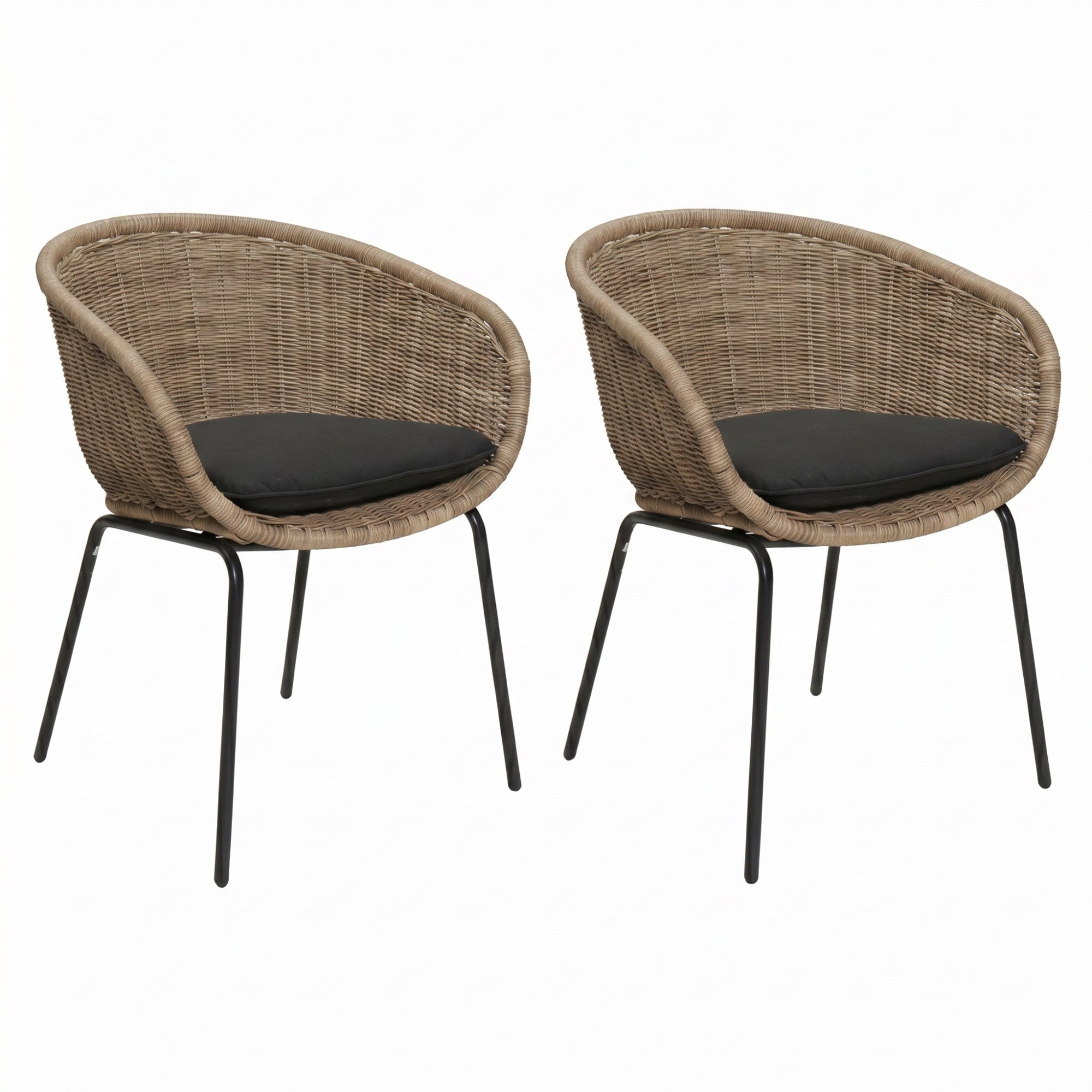 Sailvan 2 Pack Outdoor Wicker Rattan Bucket Chair, Weather Resistant Patio Lounge Chair