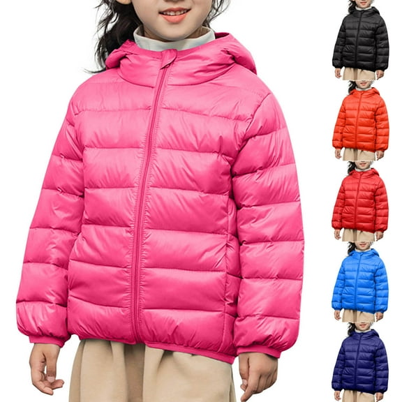 TAGOLD Kids Puffer Jacket 4-13 Years Kids Winter Coat Solid Long Sleeve Hooded Lightweight Warm Down Jacket for Boys and Girls