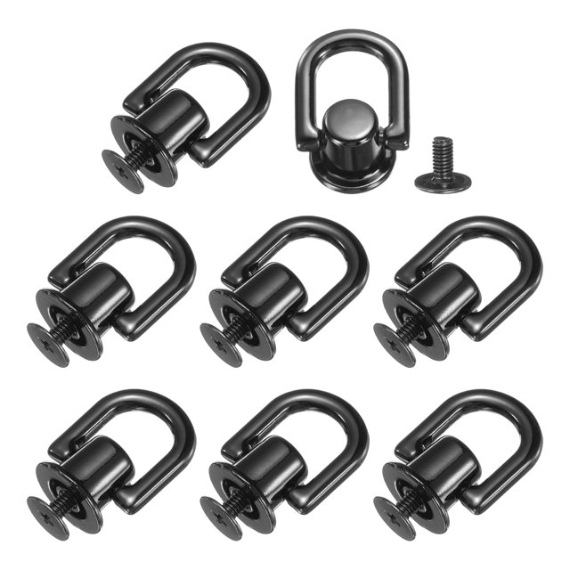 Metal Ball Studs Rivets D Ring, 8 Pcs Ball Post Head Buttons Studs Rivets with Screw (Black)