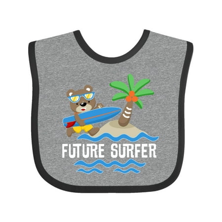 

Inktastic Surfing Future Surfer Bear Gift Baby Boy or Baby Girl Bib