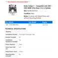 thumbnail image 2 of Brake Caliper 1 - Compatible with 2001 - 2005 BMW 325xi Base 2.5L 6-Cylinder 2002 2003 2004, 2 of 2