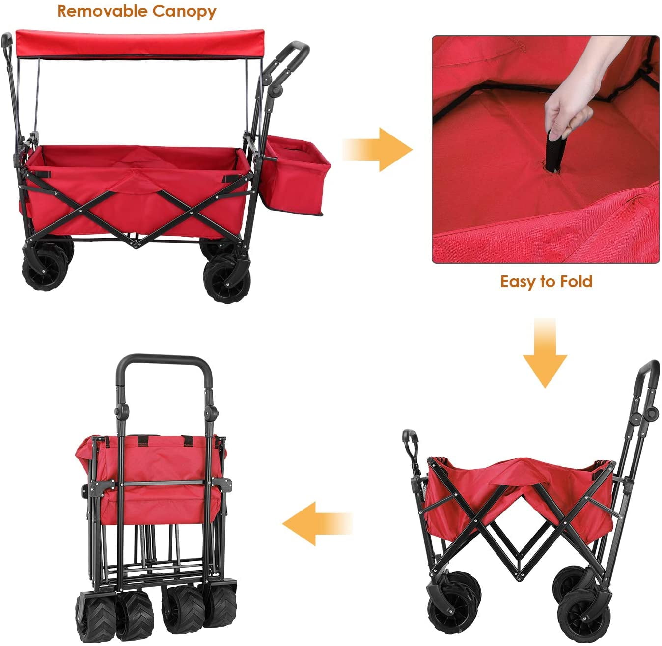 LAZY BUDDY Collapsible Utility Beach Wagon Folding Outdoor Garden