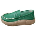 thumbnail image 3 of Zapatos informales de PU perfecl para mujer Zapatillas de deporte sin cordones Parte inferior gruesa Verde 40, 3 of 8