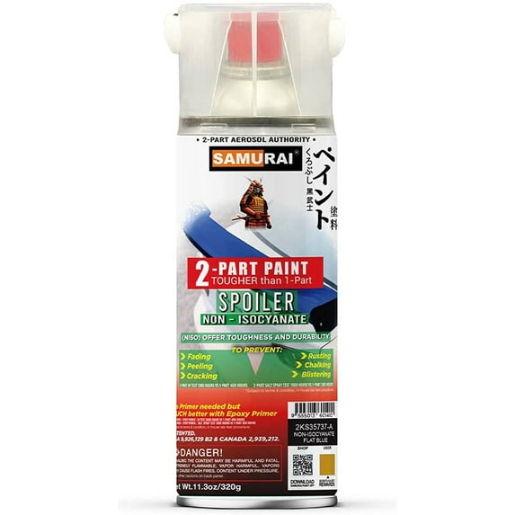 Samurai 2-Part Spray Paint for Car Spoiler - NISO (Non-Isocyanate) (FLAT GREEN, Pack of 1 Can)