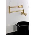 thumbnail image 2 of Kingston Brass KS4107RKX Webb Wall Mount Pot Filler Faucet with Knurled Handle, Brushed Brass, 2 of 7