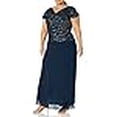 thumbnail image 3 of J Kara Robe Longue à Manches Volantées et Col Bénitier pour Femmes Petites, Marine/ombré, 14P, 3 of 4