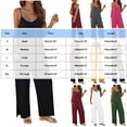 thumbnail image 3 of Jumpsuits for Women Casual Summer Overalls Sleeveless Spaghetti Strap Romper Jumpers Trendy Beach Vacation Outfits Hot Pink L, 3 of 5