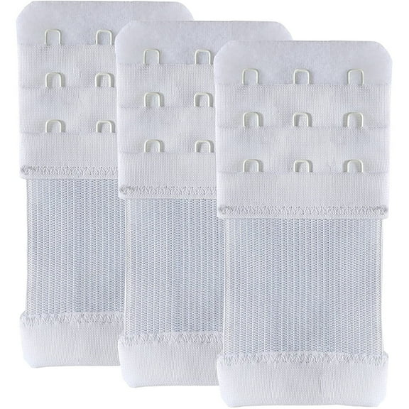 Zhuge 3 Hook Elastic Bra Extender - 3pcs-Pack White 0.5" Band Extension for Comfort