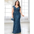 thumbnail image 3 of AURA Plus Size Evening Dress Slim Fit Fishtail Long Formal Banquet Gown Spandex Embroidery 0XL 4XL, 3 of 7