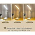 thumbnail image 3 of USB Rechargeable Wireless LED Desk Lamp, 2000mAh Battery Powered, Touch Control 3 Colors 6 Adjustable Brightness, 3 of 5