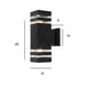 thumbnail image 3 of Lampara Arbotante Moderno De Pared Exterior Negra Cuadrada Doble, 3 of 3