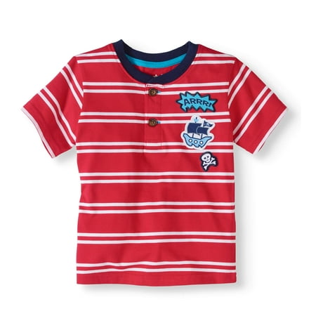 - Toddler Boy Short Sleeve Stripe Henley Top
