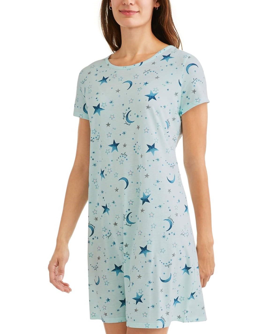 Ladies' Graphic Short Sleeve V-Neck Sleep Shirt - Walmart.com