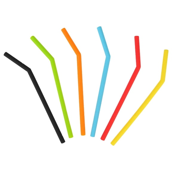 6-Pack Reusable Silicone Drinking Straws, Colorful Flexible BPA-Free Eco-Friendly Straws for Juice, Milk, Smoothies