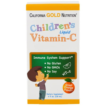 California Gold Nutrition, CGN, Children's Liquid Vitamin C, Orange Flavor, No GMOs, 4 fl oz (118