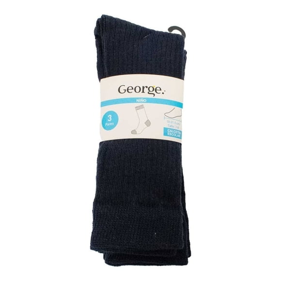 Calcetín Escolar George para Niño Diseño Liso Azul 3 Pares Talla 7-9