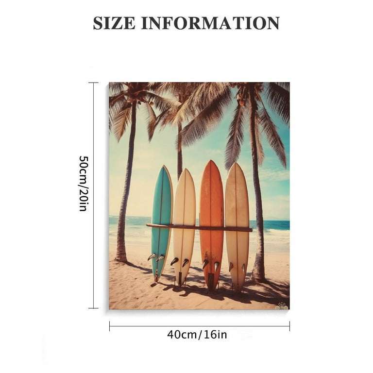 ONETECH Vintage Surf Poster Prints Surfboard on The Summer Canvas