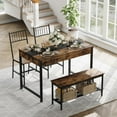 thumbnail image 3 of Retro 4-Piece Farmhouse Dining Table Set for 4, Rectangular Breakfast Nook Table with 2 Chairs and Bench, Space-Saving Small Kitchen Table Set with Storage Drawers, 3 of 6