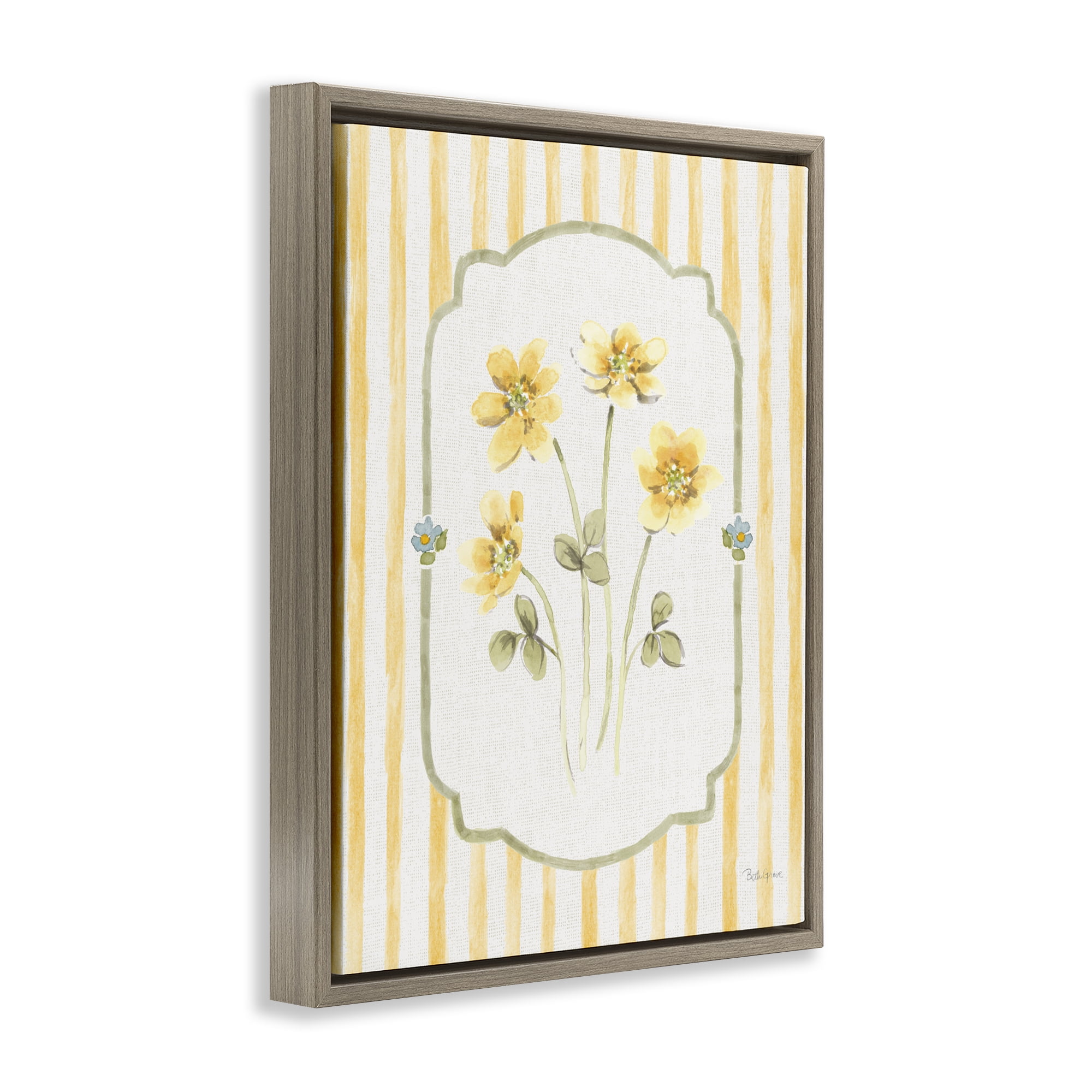 Stupell Industries Sweet Honey Flowers Brown Framed Floater Canvas Wall Art, design by Beth Grove
