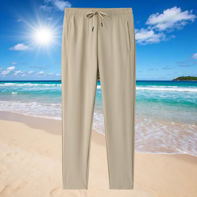 Amzcrzy Mens Pants Sweatpants for Men Men Large Size Solid Color Casual Fashion Loose Ice Silk Sweatpants Drawstring Pockets Exercise Straight Barrel Pants Pants for Men Mens Casual Pants