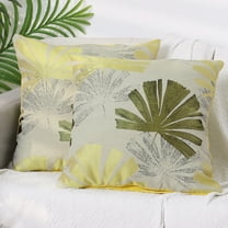 REGALWOVEN Set of 2 Leaf Throw Pillow Covers Plants Leaf Pattern Stylish Cushion Cases Yellow 18" x 18"