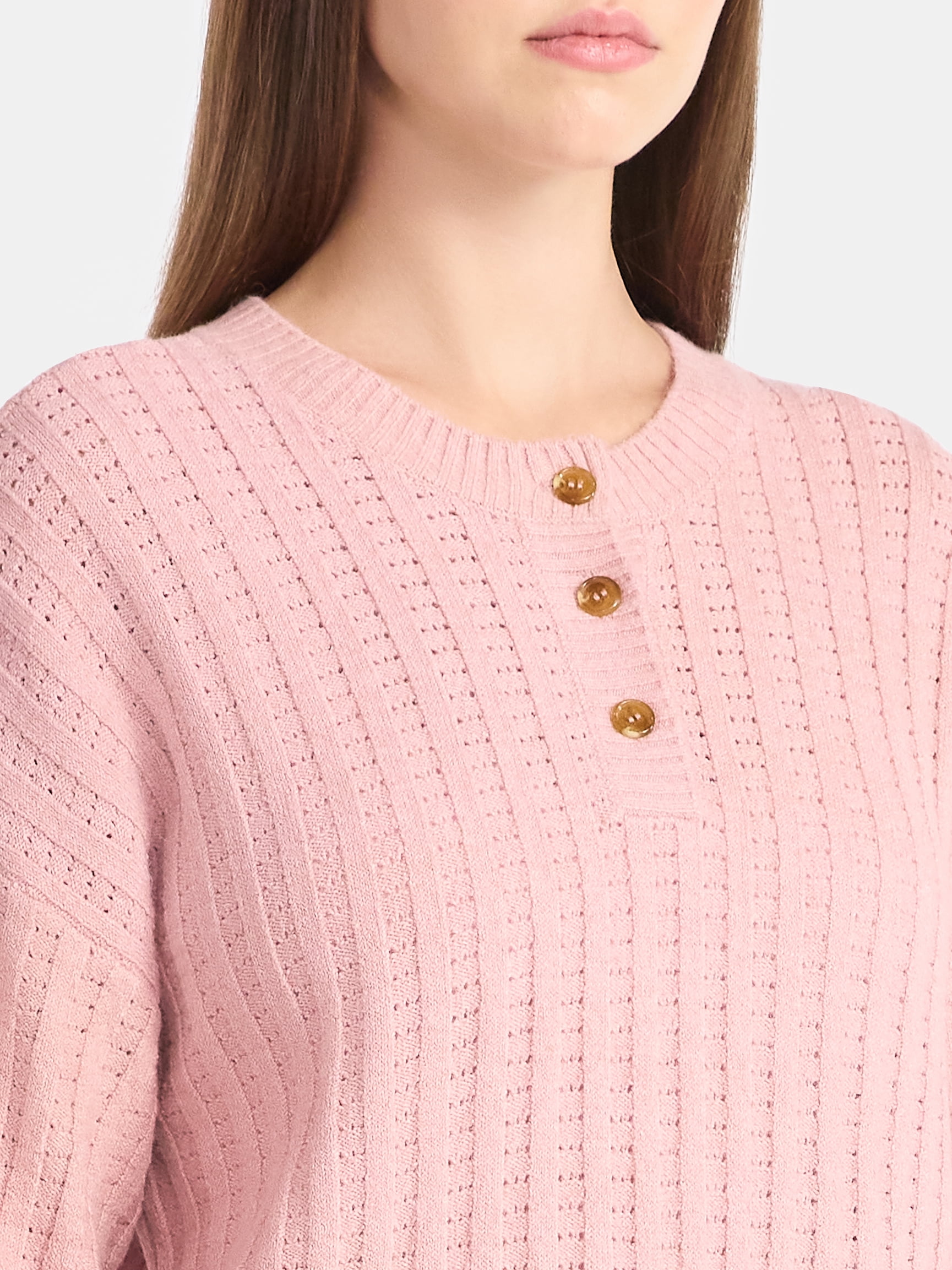 No Boundaries Pointelle Henley Pullover, Women's