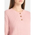 thumbnail image 4 of No Boundaries Pointelle Henley Pullover, Women's, 4 of 10