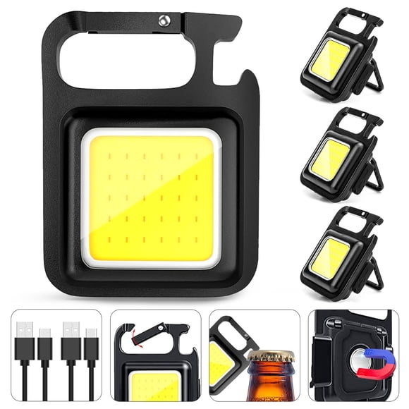 Llavero con linterna MAKDAK Cob Work Light, 800 lúmenes, 4 modos, paquete de 4