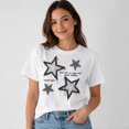 thumbnail image 2 of Women's Star Graphic T-Shirt, Short Sleeve Crewneck Cotton Blend Tee, 2 of 9