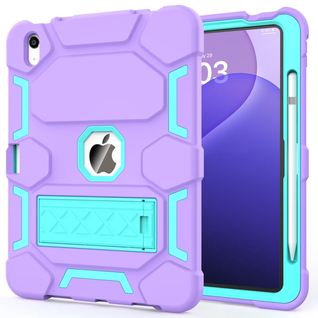 Funda protectora CCMAO para iPad A16 11th Gen 11" 2025 púrpura+verde
