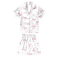 thumbnail image 4 of Toddler Silk Girls Pajamas Set Valentines Day Pajama Short Sleeve Bow Button Down Sleepwear 3-4 Years Pajamas Boy, 4 of 4