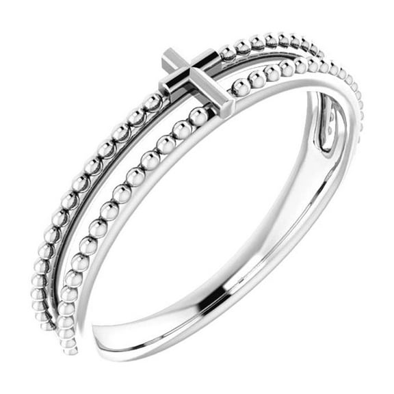 925 Sterling Silver Polished Stackable Milgrain Religious Faith Cross Ring Size 7 Stackable Ring for Women