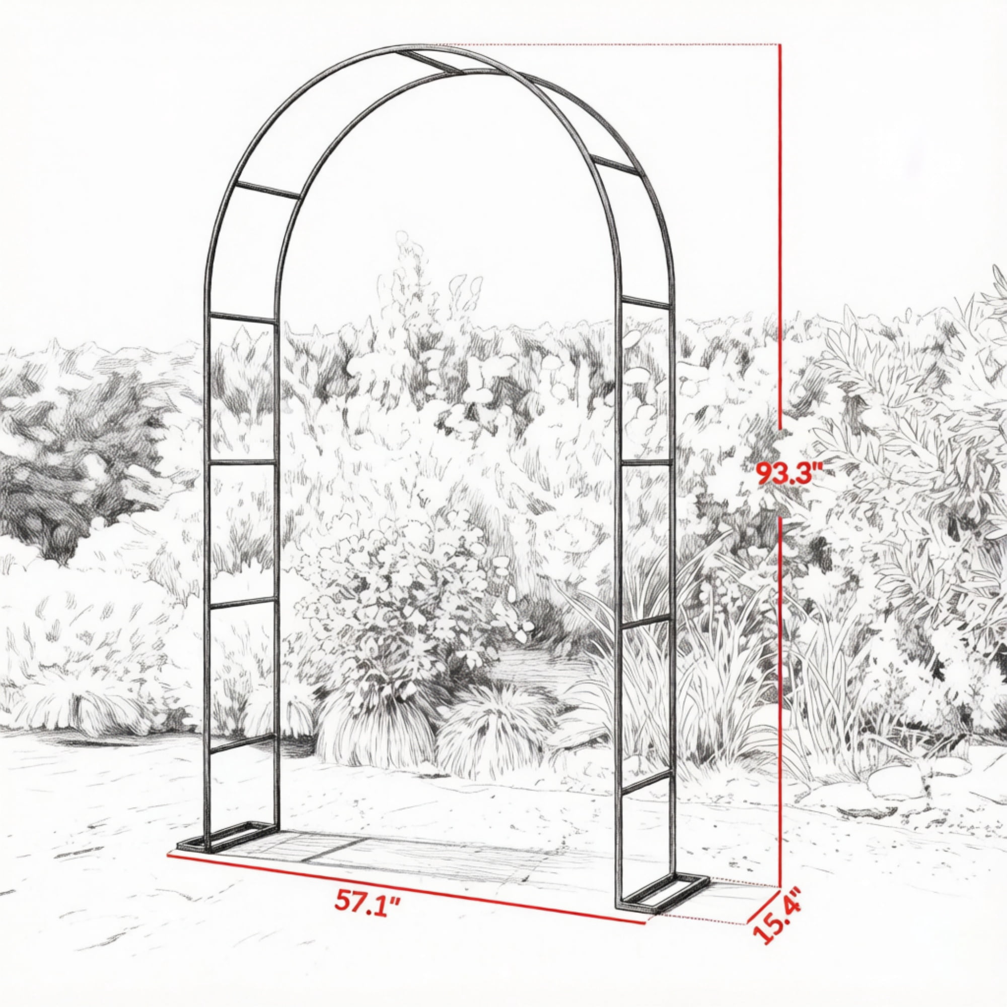 Garden Arch with Large Base for Climbing Plants and Weddings