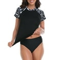 thumbnail image 3 of LRD Women's Short Sleeve Rash Guard Shirts UPF 50 Swim Shirt Black Swirl S, 3 of 6