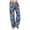 Dark Blue, variant on Beach Pants for Women 2026 Spring Summer Floral Print Elastic Waist Wide Leg Loose Linen Baggy Pants with Pockets