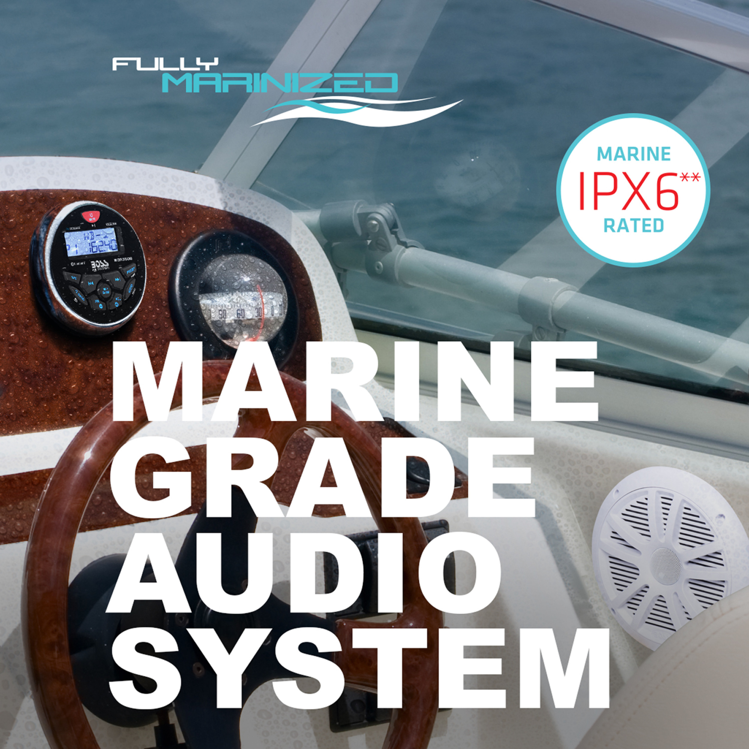 BOSS Audio Systems MCKGB350W.6 Marine Gauge Receiver Speakers, Bluetooth, No CD - image 4 of 17