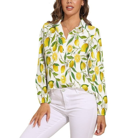 Limoncello, Lemon Vine Long Sleeve Blouse Woman Streetwear Casual Shirts Summer Oversize Woman Streetwear Clothing Birthday Present