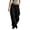 Black, variant on Women's Elastic Waist Oversized Wide Leg Cargo Pants,Big Flap Side Pocket Loose Baggy Trousers for Street Hip Hop Wear Army Green XXXL
