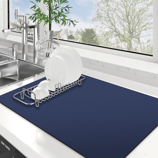 WISELIFE Estera para secar platos, tapete de café, tapete de secado súper absorbente, tapetes grandes para secar platos para encimera de cocina, tapete para platos fácil de limpiar, tapete para secar
