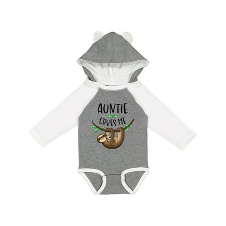 

Inktastic Auntie Loves Me Cute Sloth and Baby Gift Baby Boy or Baby Girl Long Sleeve Bodysuit