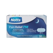 NOTTS PM Pain Relief 500mg Acetaminophen & 25mg Diphenhydramine, 50 Pills