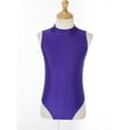 thumbnail image 3 of inhzoy Kids Girls Cutout Back Ballet Gymnastic Dance Leotard Mock Neck Tank Bodysuit Purple 10-12, 3 of 8