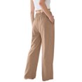 thumbnail image 5 of Women's Straight Wide Leg Pants Drawstring High Waisted Casual Long Trousers Khaki M, 5 of 5