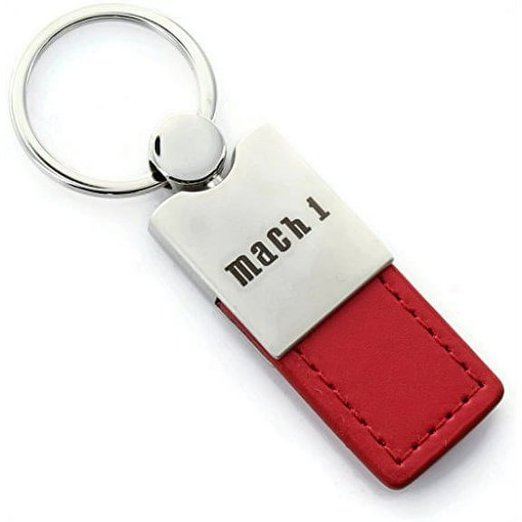 Ford Mustang Mach 1 Keychain & Keyring - Duo Premium Red Leather
