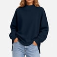 thumbnail image 6 of DIOAZUD Oversized Mock Neck Sweatshirt for Women Fall Casual Long Sleeve Side Split Pullover Top Solid Color Oversized Sweatshirt Navy S-XXL, 6 of 10