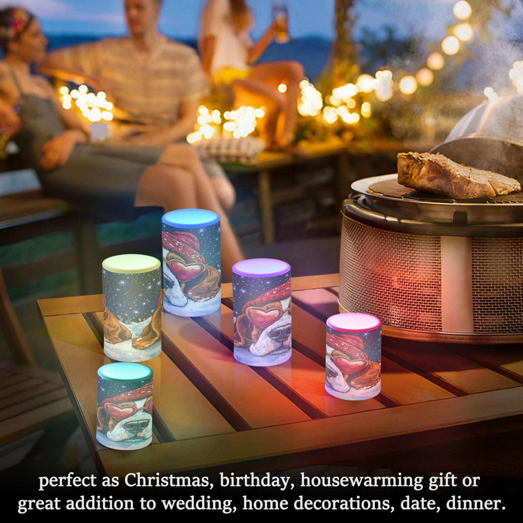 Wobogo Snow Basset Hound Combo Flameless Flickering Candle Light with Remote Control and Timer for Romantic Atmosphere