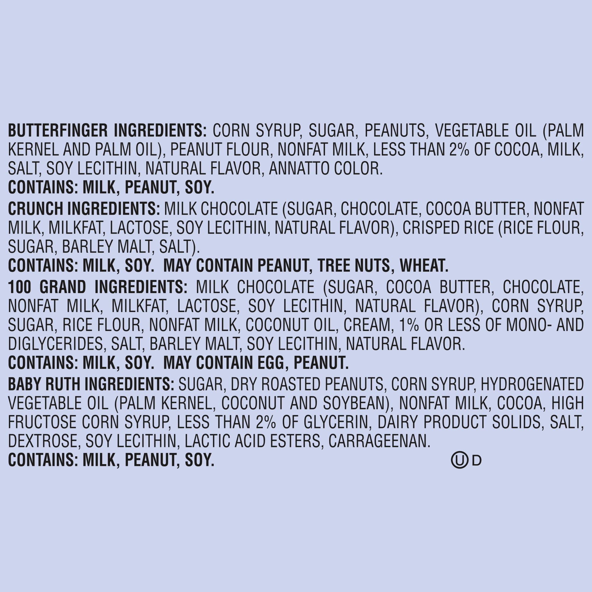 Assorted Butterfinger, Crunch, Baby Ruth, and 100 Grand Fun Size Chocolates, 60 count Party Pack, 37.2 oz